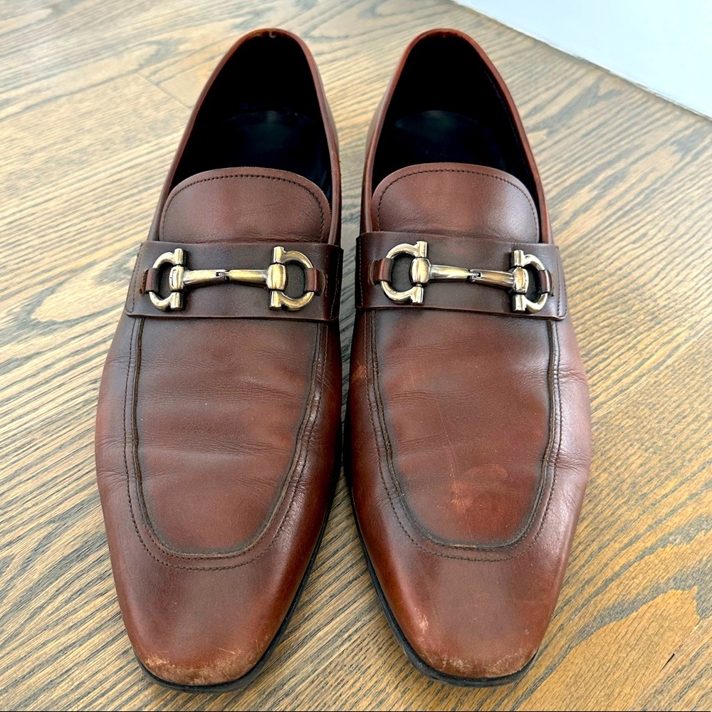 Ferragamo Slip-on Leather Loafers, Size US 12